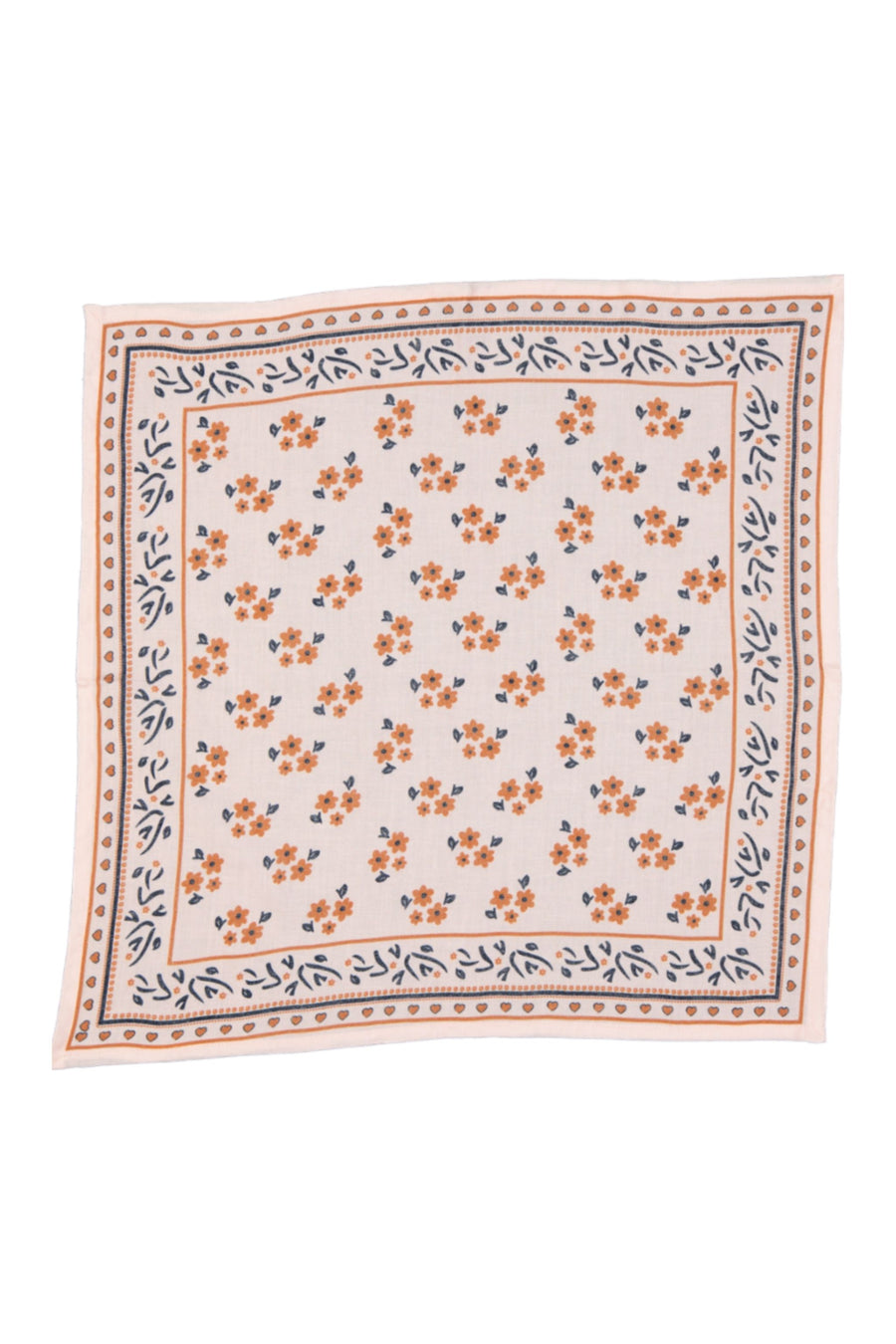 Foulard Jade ##2799AI fleurs camel & marine grand