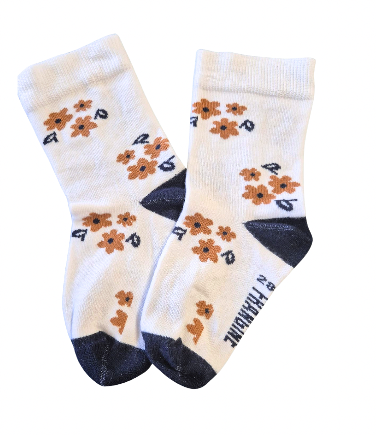 Chaussettes Georgette Femme ##2799DC Fleurs fond écru