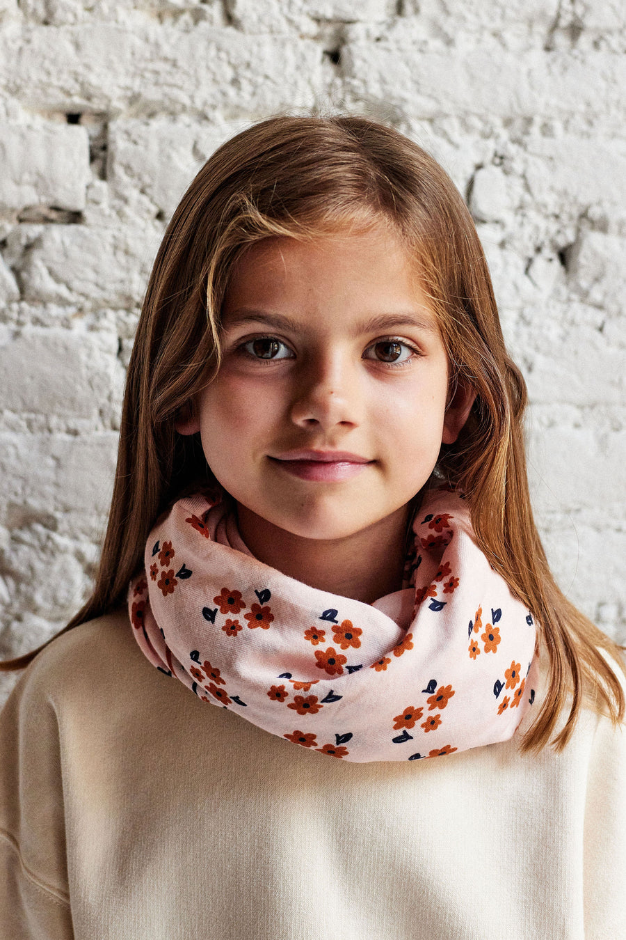 Foulard Jade ##2799AI fleurs camel & marine grand