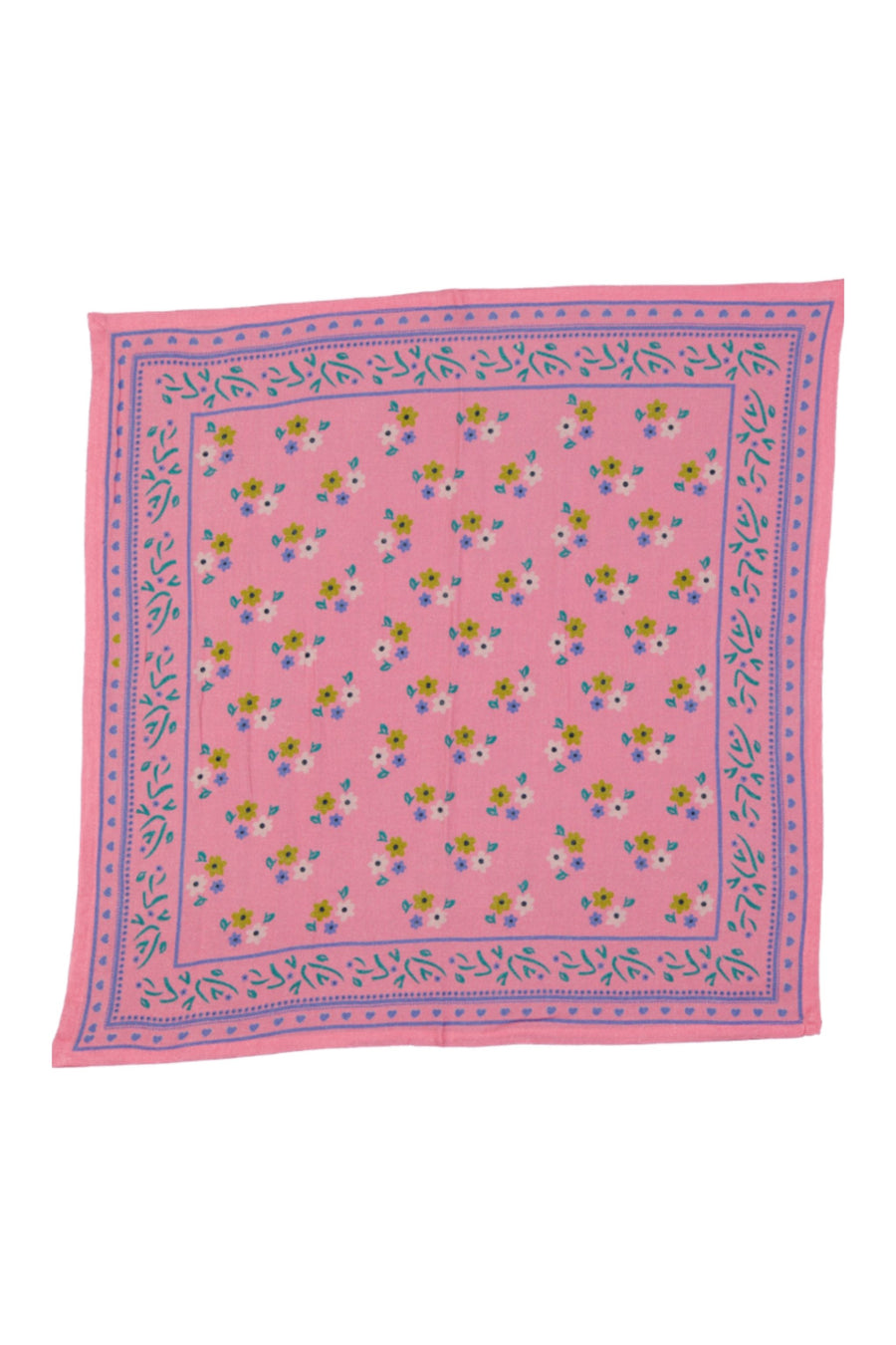 Foulard Jade ##2799AK fleurs fond rose grand